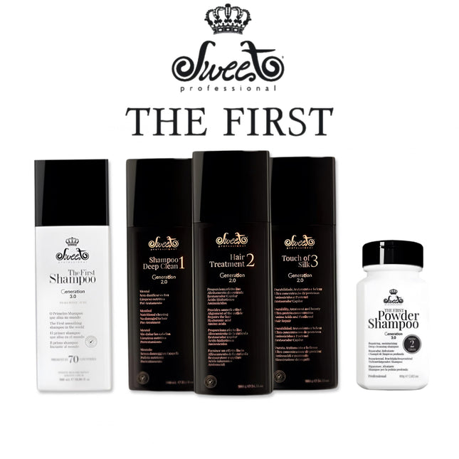 Sweet Professional Straightening System Brazilian Keratin 3 X 980 Ml & Sweet the first shampoo 3.0 Keratine treatment 980 ml & The First Powder Shampoo Home Care 80 ml