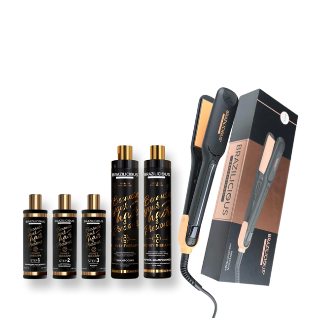 BraziliCious Honey Therapy Keratine 3 x 100ml & Brazilicious Titanium & Gold 48K Therapy 250 º