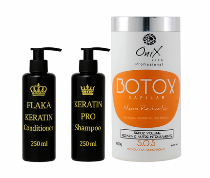 Onix Botox capilar Nano Reductor 1000 ml & Flaka Keratin Set – Professionele Verzorging