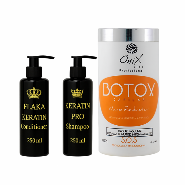 Onix Botox capilar Nano Reductor 1000 ml & Flaka Keratin Set – Professionele Verzorging