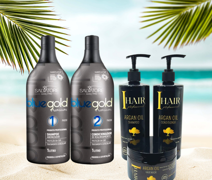 Salvatore Blue Gold Premium KIT 2x1000ml keratin treatment & Onderhoud Ideaal om uw haar te onderhouden na een keratine behandeling.