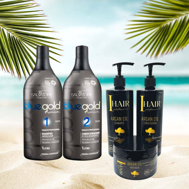 Salvatore Blue Gold Premium KIT 2x1000ml keratin treatment & Onderhoud Ideaal om uw haar te onderhouden na een keratine behandeling.