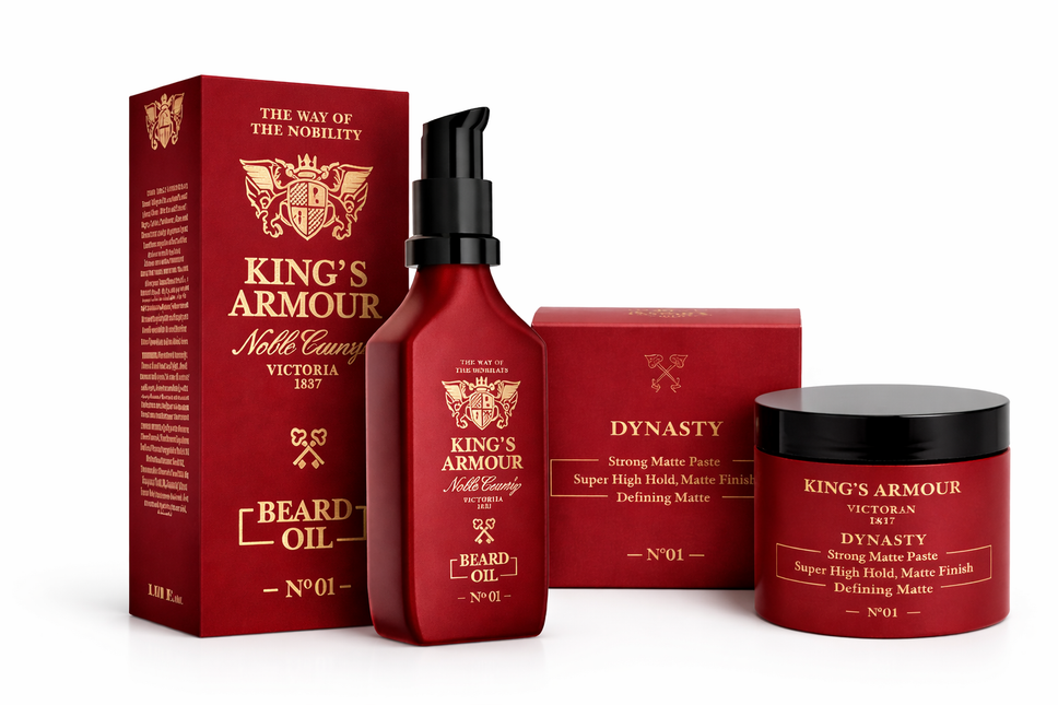King’s Armour Grooming Duo – Beard Oil + Dynasty Matte Paste