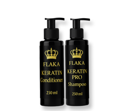 Flaka Keratin Pro Shampoo 250 ml & Conditioner 250 ml na Keratine-, Botox- en Proteïnebehandeling