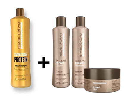 BRASIL CACAU Smoothing Protein + Na keratine behandeling shampoo en conditioner