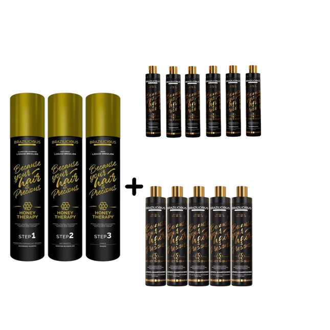 BraziliCious Honey Therapy & Brazilicious Honey Conditioner 12 x 250 ml Onderhoudsconditioner voor de keratine behandeling