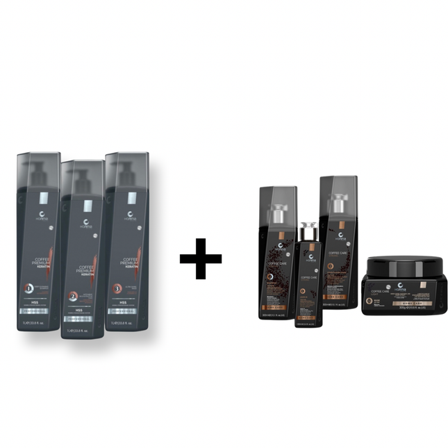 Honma Tokyo Coffee Premium Keratine Set 3x 1000 ml (new bottle) + Honma Tokyo Coffee Care Strong 3x 300ml