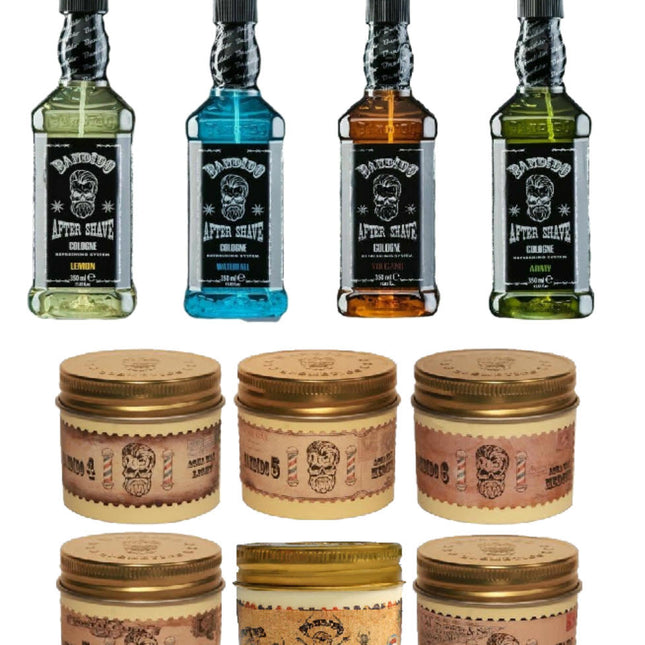 Bandido Aftershave Cologne 4 X 150 ml & Fiber Wax 4. 5. 6. 7. 8.